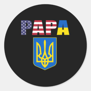 Flag Of Usa And Flag Of Ukraine  Classic Round Sticker
