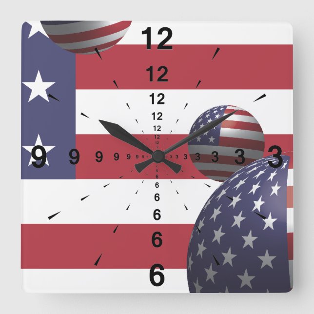 flag of usa square wall clock (Front)
