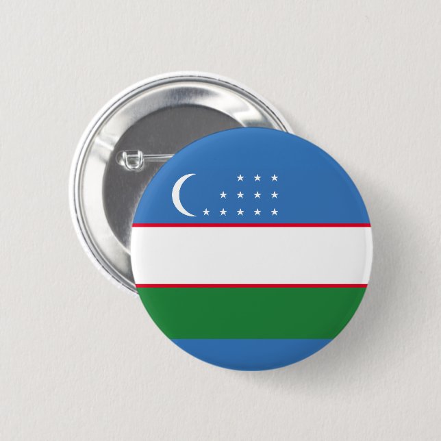Flag of Uzbekistan 6 Cm Round Badge (Front & Back)