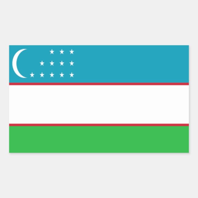 Flag of Uzbekistan Rectangular Sticker (Front)