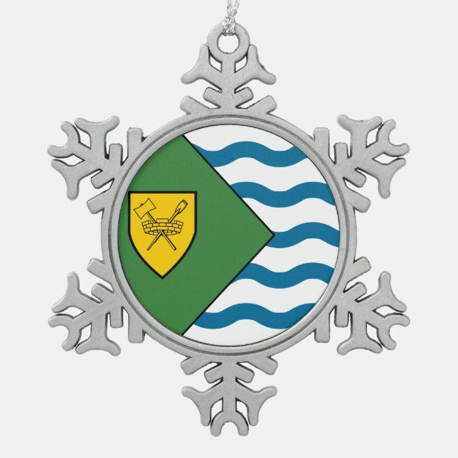 Flag of Vancouver, British Columbia Snowflake Pewter Christmas Ornament (Front)