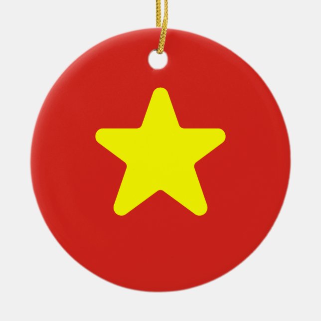 Flag of Vietnam Ceramic Tree Decoration (Front)