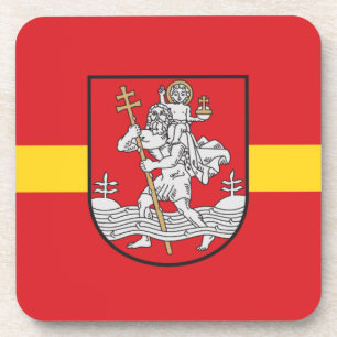Flag of Vilnius, Lithuania Beverage Coaster