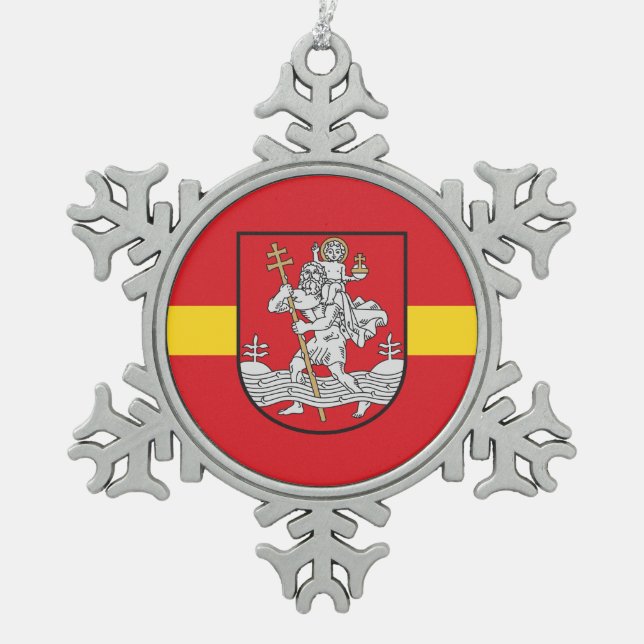 Flag of Vilnius, Lithuania Snowflake Pewter Christ Snowflake Pewter Christmas Ornament (Front)