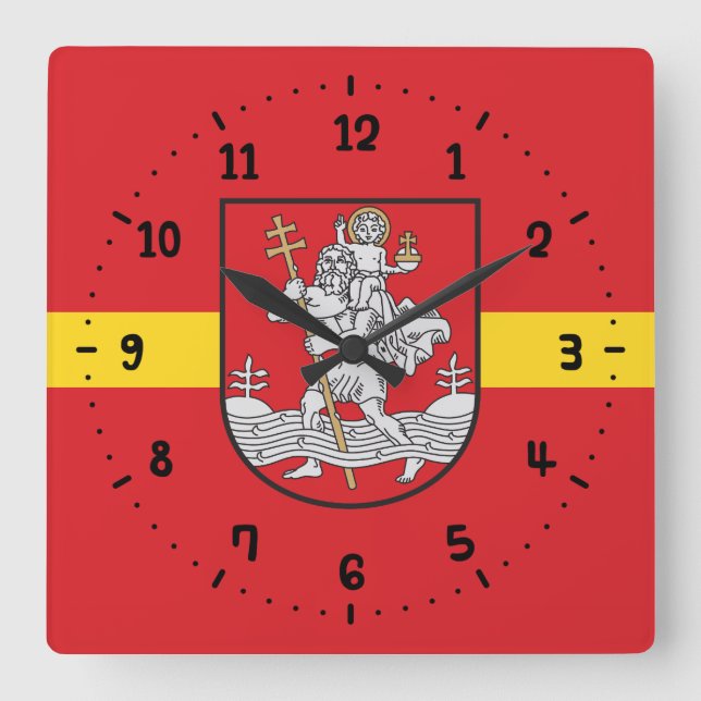 Flag of Vilnius, Lithuania Square Wall Clock (Front)