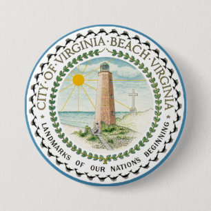Flag of Virginia Beach, Virginia 7.5 Cm Round Badge