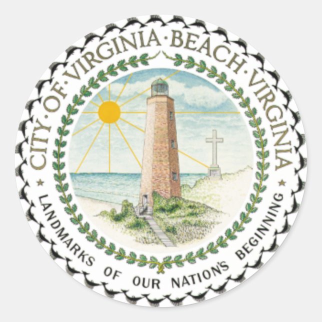 Flag of Virginia Beach, Virginia Classic Round Sticker (Front)
