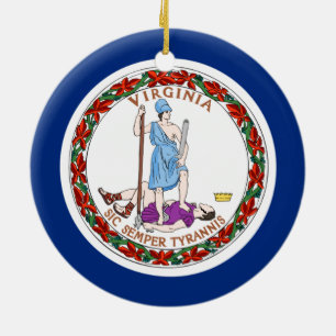 Flag of Virginia Ceramic Tree Decoration