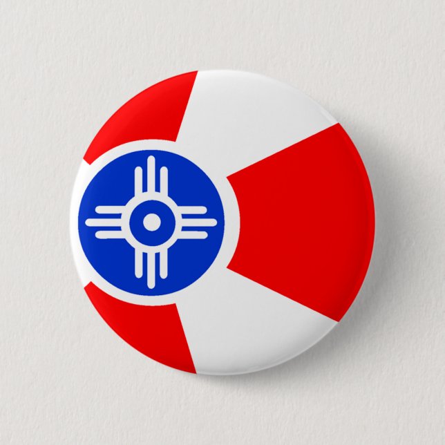 Flag of Wichita Kansas 6 Cm Round Badge (Front)