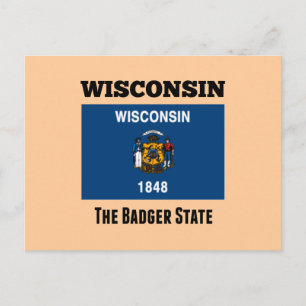 Flag of Wisconsin, The Badger State Postcard