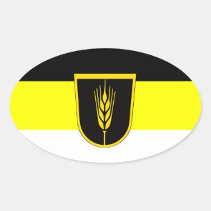 Flag of Wolgadeutsche (black/yellow/white version) Oval Sticker