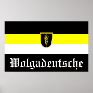 Flag of Wolgadeutsche (black/yellow/white version) Poster