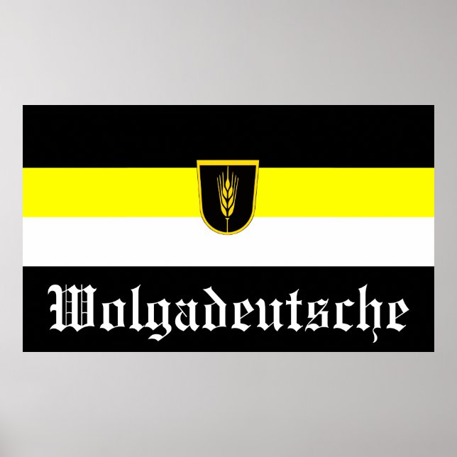 Flag of Wolgadeutsche (black/yellow/white version) Poster (Front)