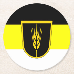 Flag of Wolgadeutsche (black/yellow/white version) Round Paper Coaster