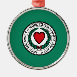 Flag of Worcester, Massachusetts Metal Tree Decoration