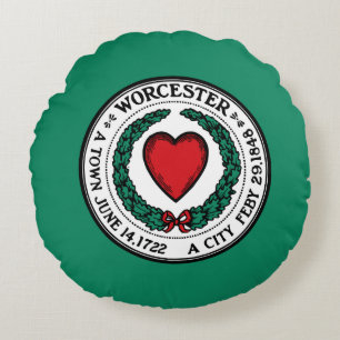 Flag of Worcester, Massachusetts Round Pillow