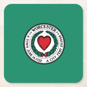 Flag of Worcester, Massachusetts Square Paper Coas Coaster