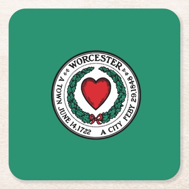 Flag of Worcester, Massachusetts Square Paper Coas Square Paper Coaster (Front)