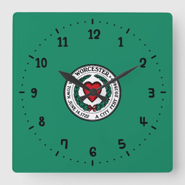 Flag of Worcester, Massachusetts Square Wall Clock (Front)