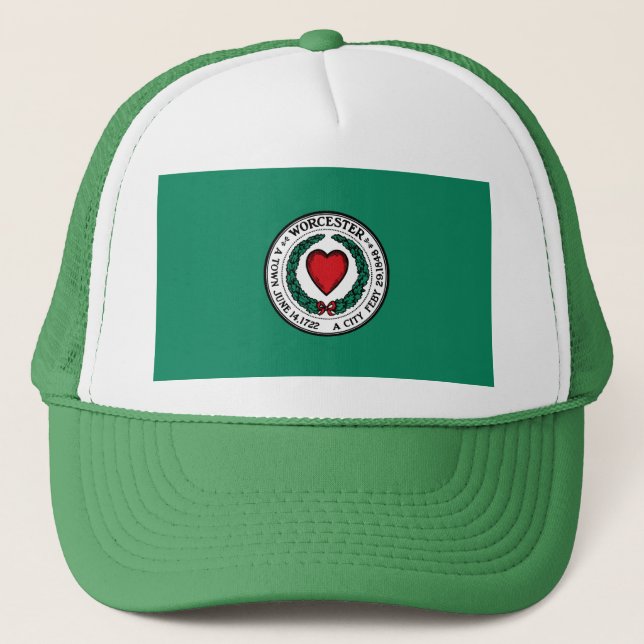 Flag of Worcester, Massachusetts  Trucker Hat (Front)