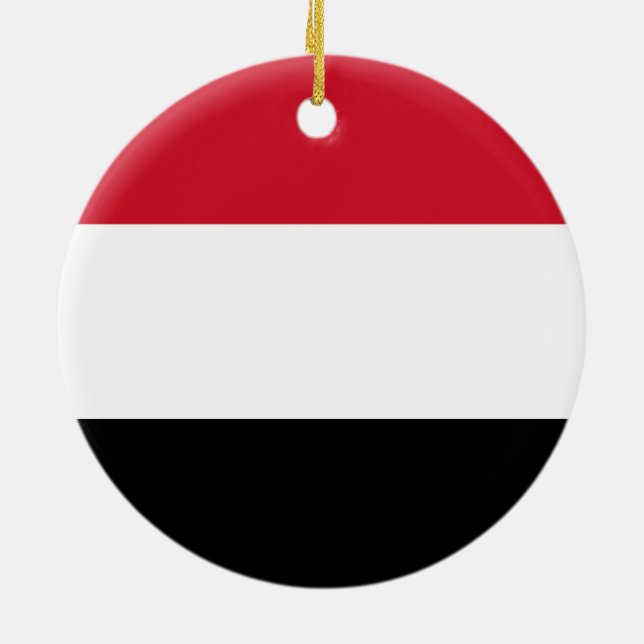 Flag of Yemen Ceramic Tree Decoration (Back)
