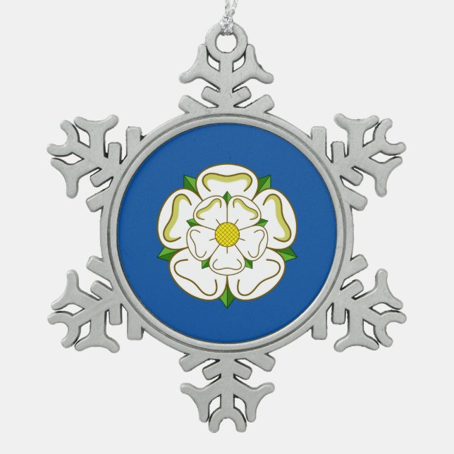Flag of Yorkshire Snowflake Pewter Christmas Ornament (Front)