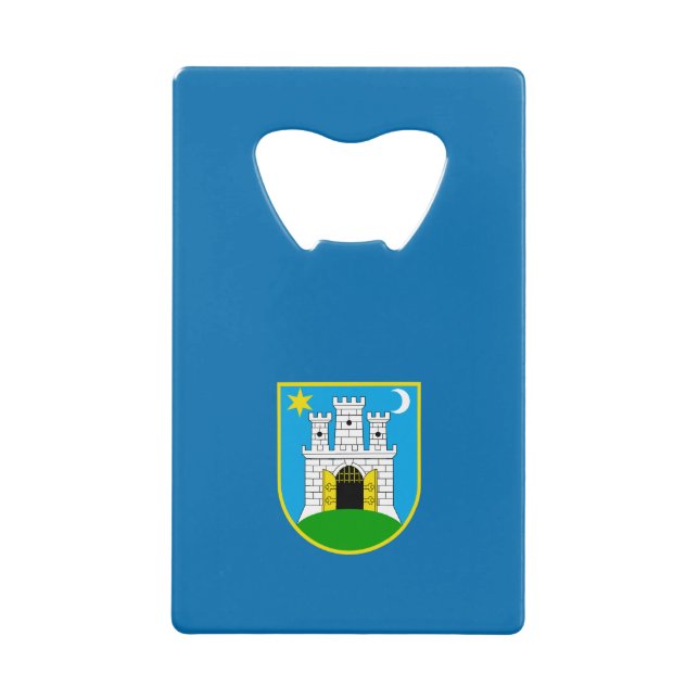 Flag of Zagreb, Croatia Credit Card Bottle Opener (Front)