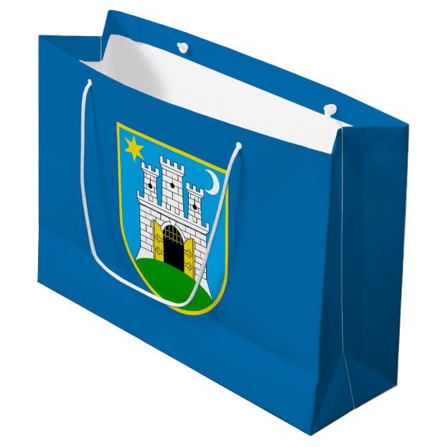 Flag of Zagreb, Croatia Large Gift Bag (Front Angled)