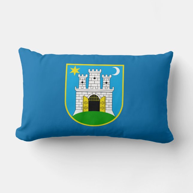 Flag of Zagreb, Croatia Lumbar Pillow (Front)