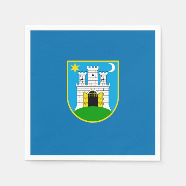 Flag of Zagreb, Croatia Napkin (Front)