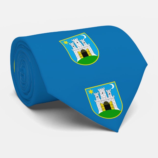 Flag of Zagreb, Croatia Neck Tie (Rolled)