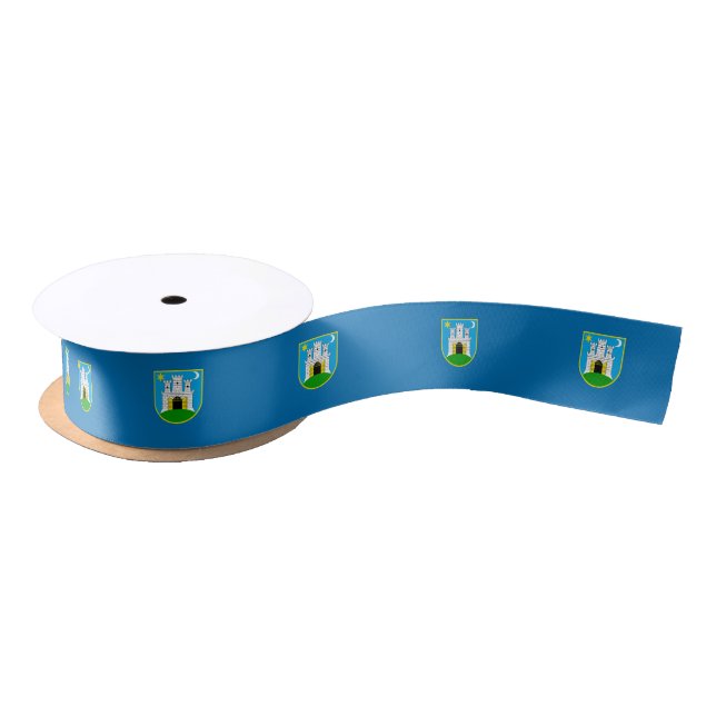 Flag of Zagreb, Croatia Satin Ribbon (Spool)