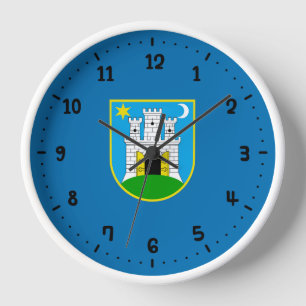 Flag of Zagreb, Croatia Square Wall Clock
