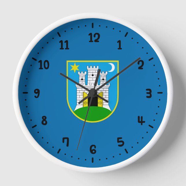 Flag of Zagreb, Croatia Square Wall Clock (Front)