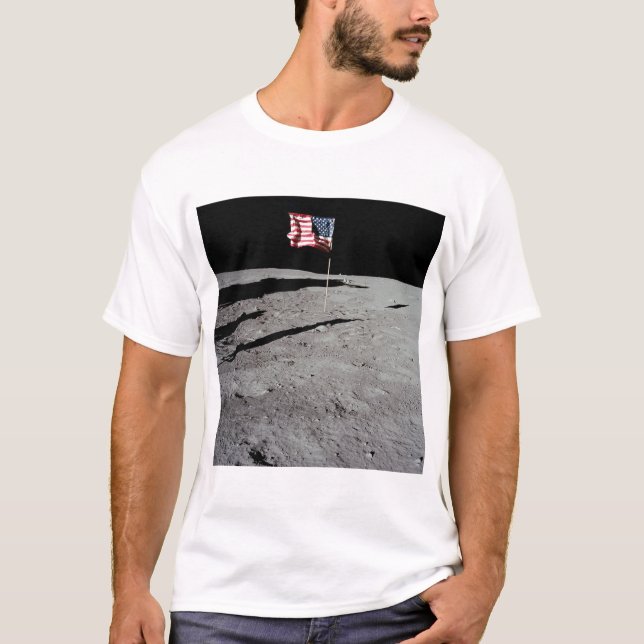 Flag on Moon, Apollo 11, NASA T-Shirt (Front)