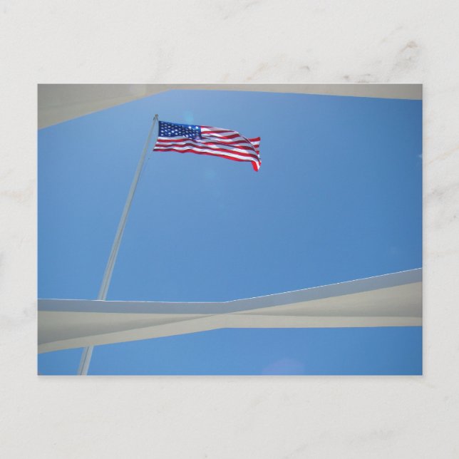 Flag over the Arizona Memorial Postcard (Front)