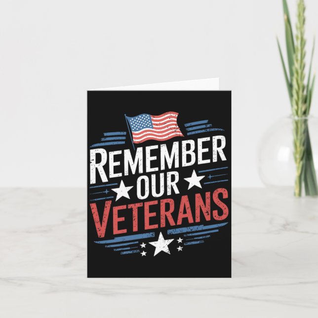 Flag Patriotic Memorial Day Remember Veterans Card (Front)