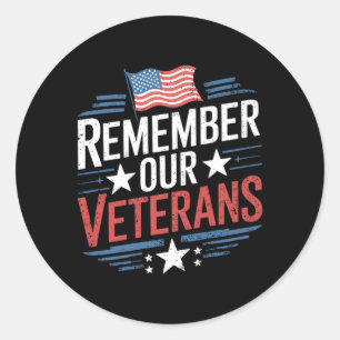 Flag Patriotic Memorial Day Remember Veterans Classic Round Sticker