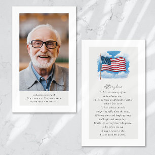 Flag Photo Funeral Favour Memorial Card