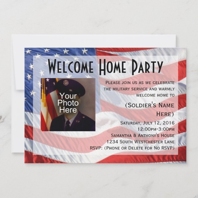 Flag/Photo Military Welcome Home Party Invitation (Front)