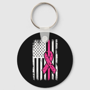 Flag Pink Ribbon Breast Cancer Awareness Month 1  Key Ring