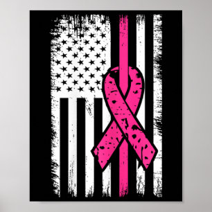 Flag Pink Ribbon Breast Cancer Awareness Month 1  Poster