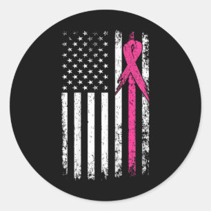 Flag Pink Ribbon Breast Cancer Awareness Month Classic Round Sticker