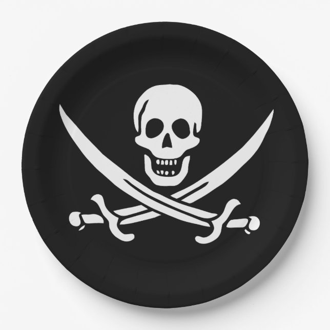 Flag Pirate Jolly Roger Paper Plate (Front)