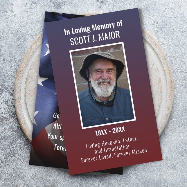 Flag Prayer Card Photo Ombre Blue Red Card (Flag Prayer Card Photo Ombre Blue Red Card)