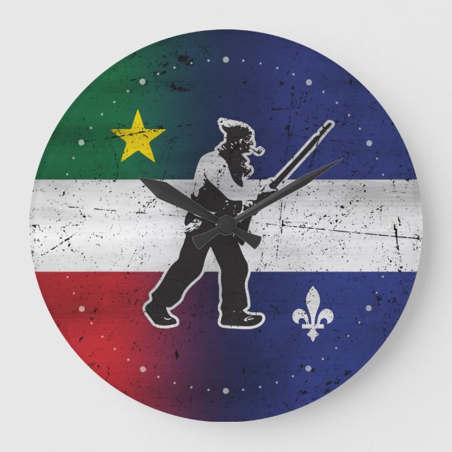 Flag Quebec and Patriot Henri Julien eroded Large Clock (Front)