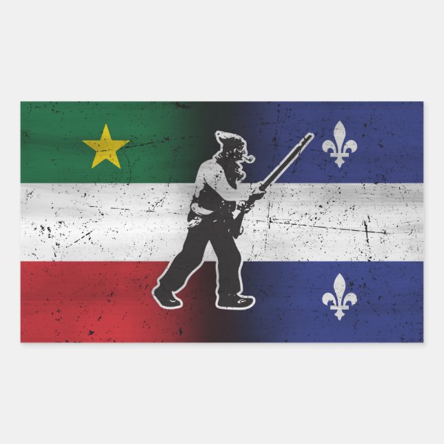 Flag Quebec and Patriot Henri Julien eroded Rectangular Sticker (Front)
