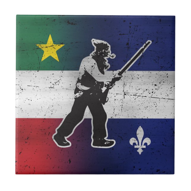 Flag Quebec and Patriot Henri Julien eroded Tile (Front)