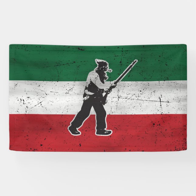 Flag Quebec and Patriote Henri Julien eroded Banner (Horizontal)