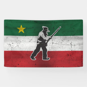 Flag Quebec and Patriote Henri Julien eroded Banner